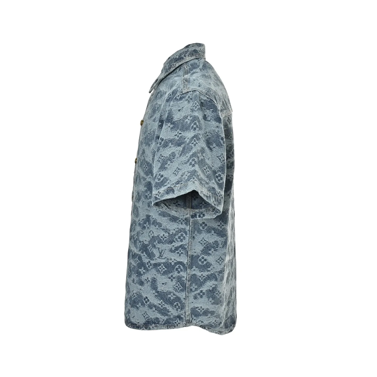 Louis Vuitton/Louis Vuitton cloud old flower jacquard suit denim short-sleeved shirt